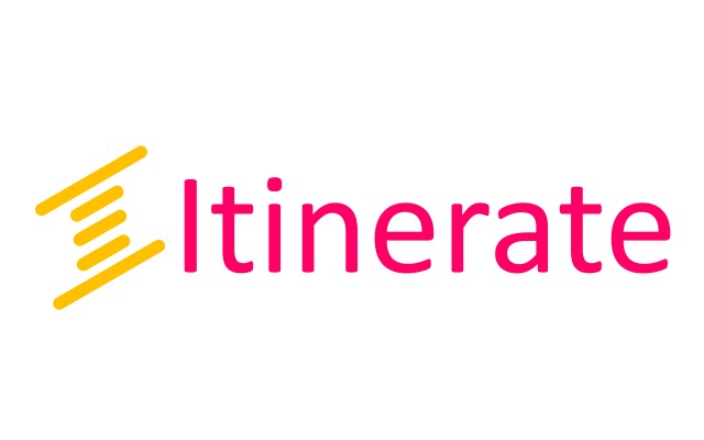 Logo is Itinerate spelled out in hot pink text