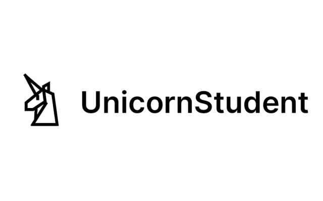 UnicornStudent logo text with unicorn graphic