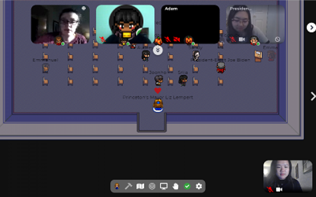 A screenshot of students interacting on the Gather platform