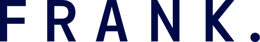 Frank logo is the word Frank in dark blue capital letters.