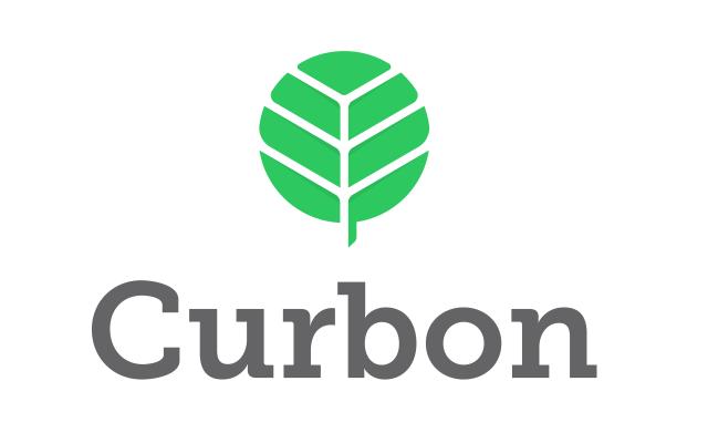 Logo is a green leaf above the word Curbon