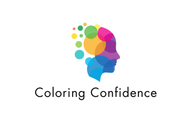 Coloring Confidence logo text and multi-colored graphic of a human head