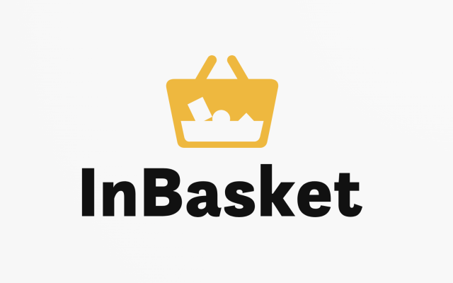 InBasket logo text with yellow shopping basket graphic