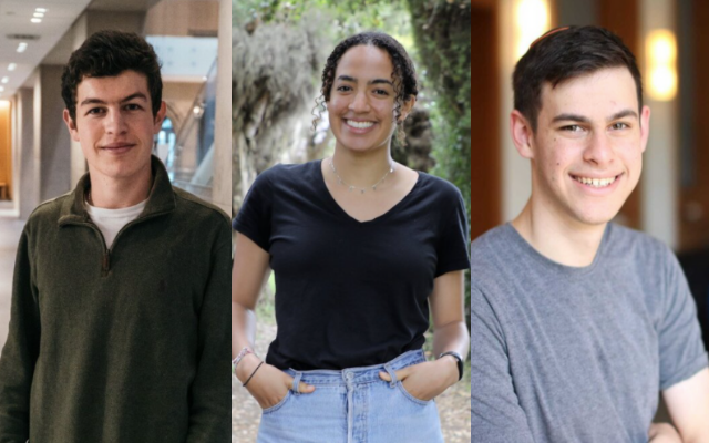 Headshots of Joseph Rubin ’22, Raya Ward ’22 and Ron Miasnik ’22 