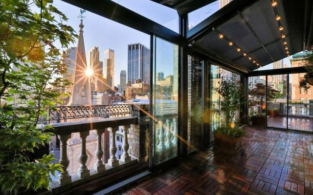 Terrace view of Manhattan during sunset