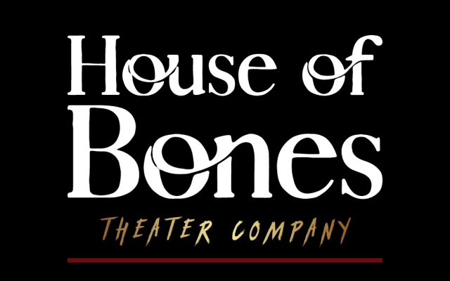 House of Bones logotype in white and gold on black background