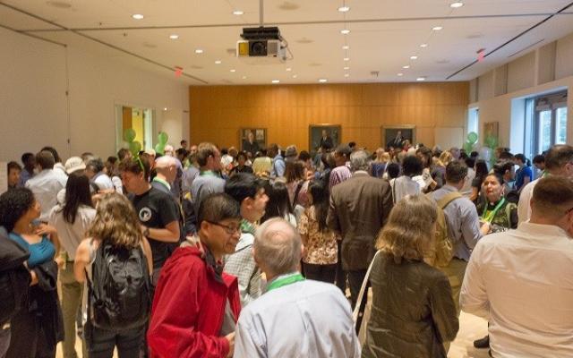 Students networking with investors at Princeton Demo Day